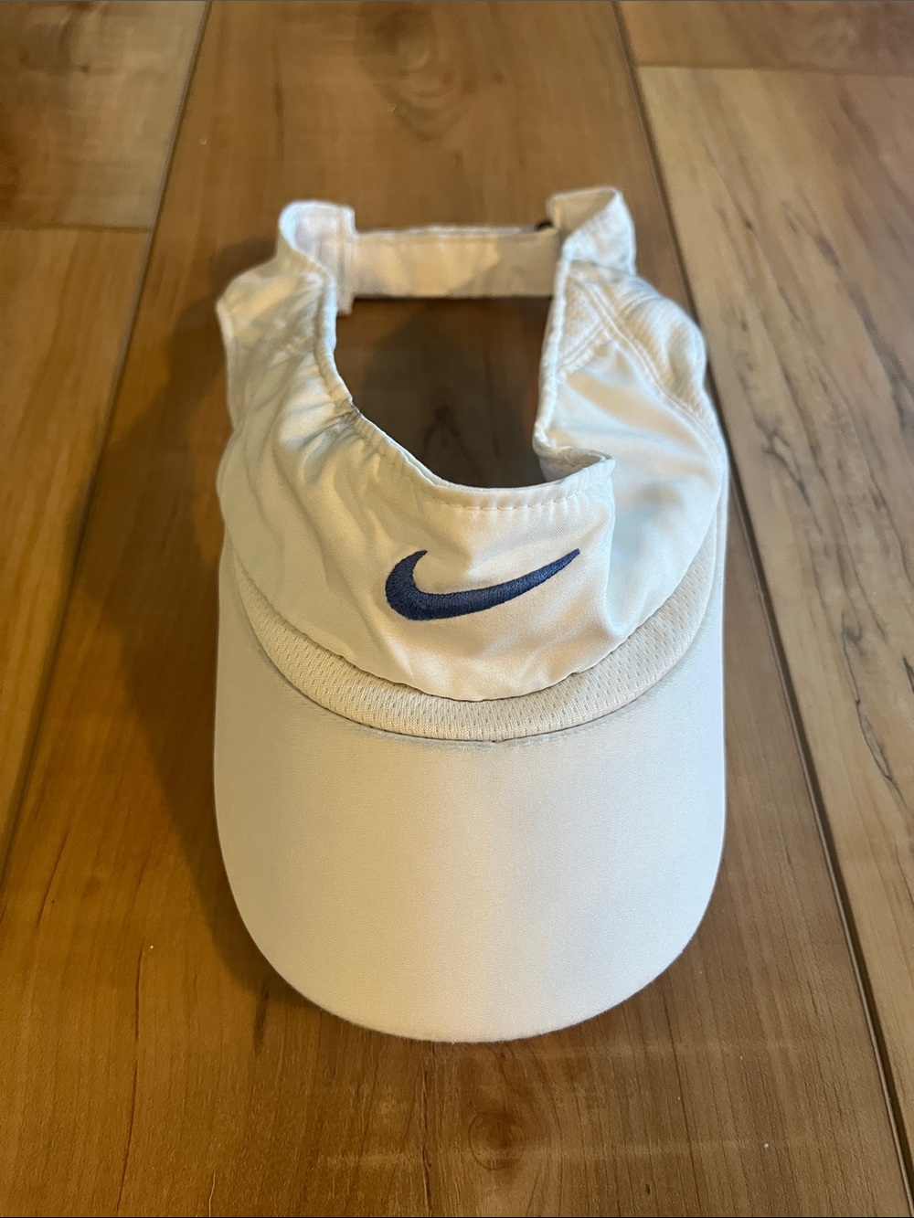 Nike White Visor with Navy Swoosh